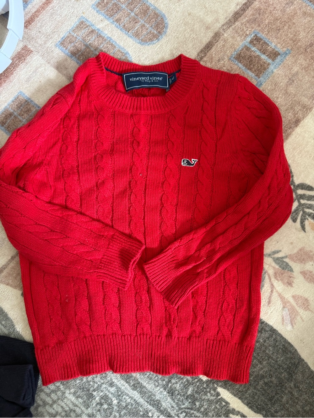 Vineyard Vines Men’s Red Cable-Knit Crewneck Sweater
